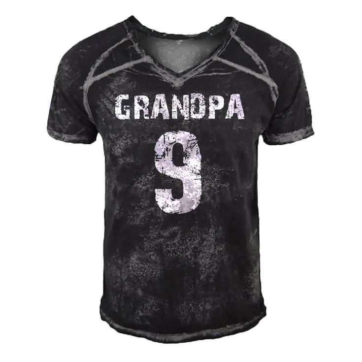 Proud Grandpa - Grandpa Of 9 Athletic Style Numbered Men's Short Sleeve V-neck 3D Print Retro Tshirt