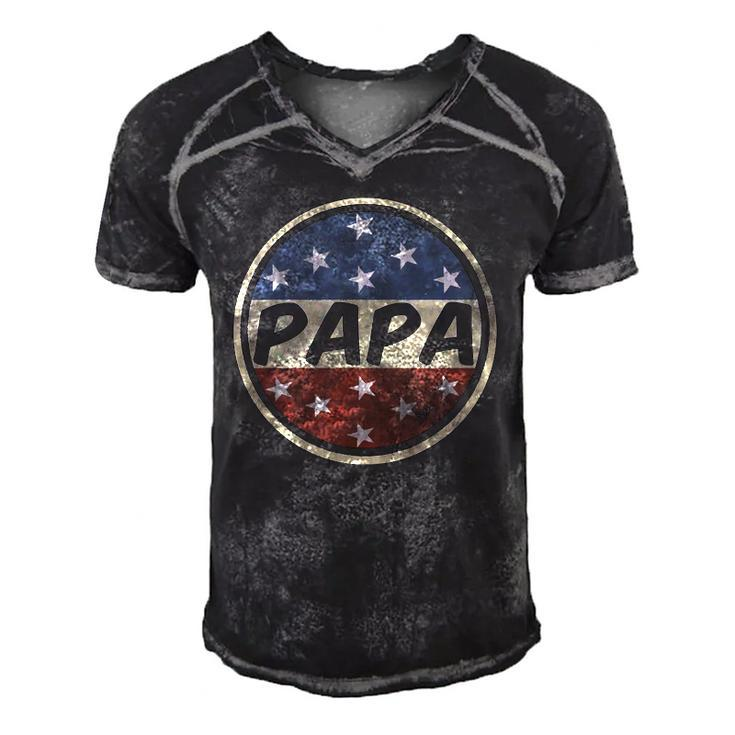 Proud Papa Fathers Day American Flag Button 4Th Of July Men's Short Sleeve V-neck 3D Print Retro Tshirt