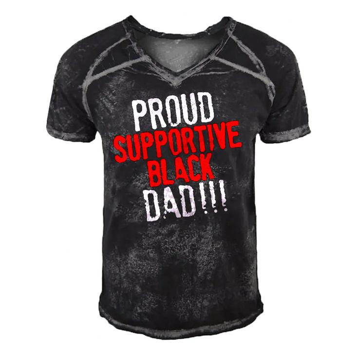 Proud Supportive Black Dad  Fathers Day Black History Month Men's Short Sleeve V-neck 3D Print Retro Tshirt