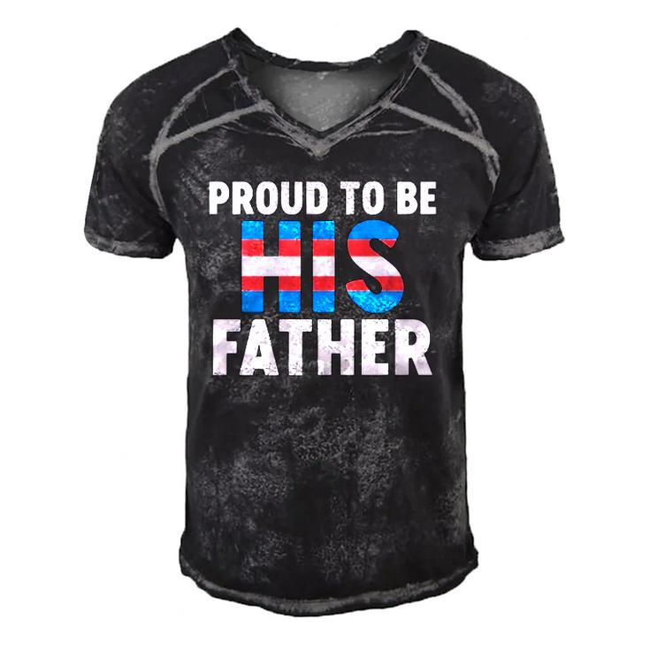 Proud To Be His Father Gender Identity Transgender Men's Short Sleeve V-neck 3D Print Retro Tshirt