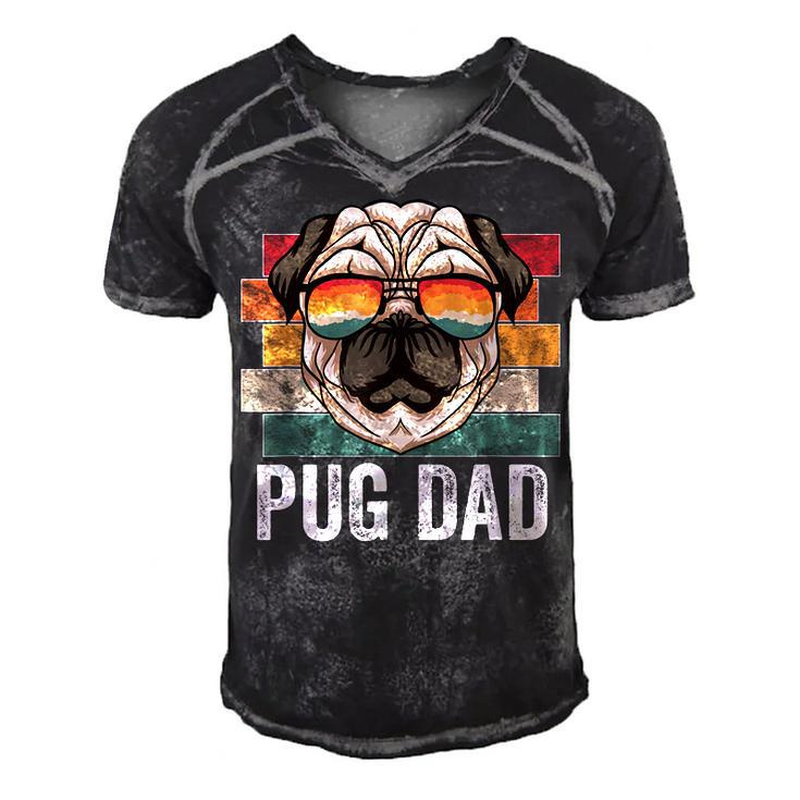 Pug Dog Dad Retro Style Apparel For Men Kids  Men's Short Sleeve V-neck 3D Print Retro Tshirt