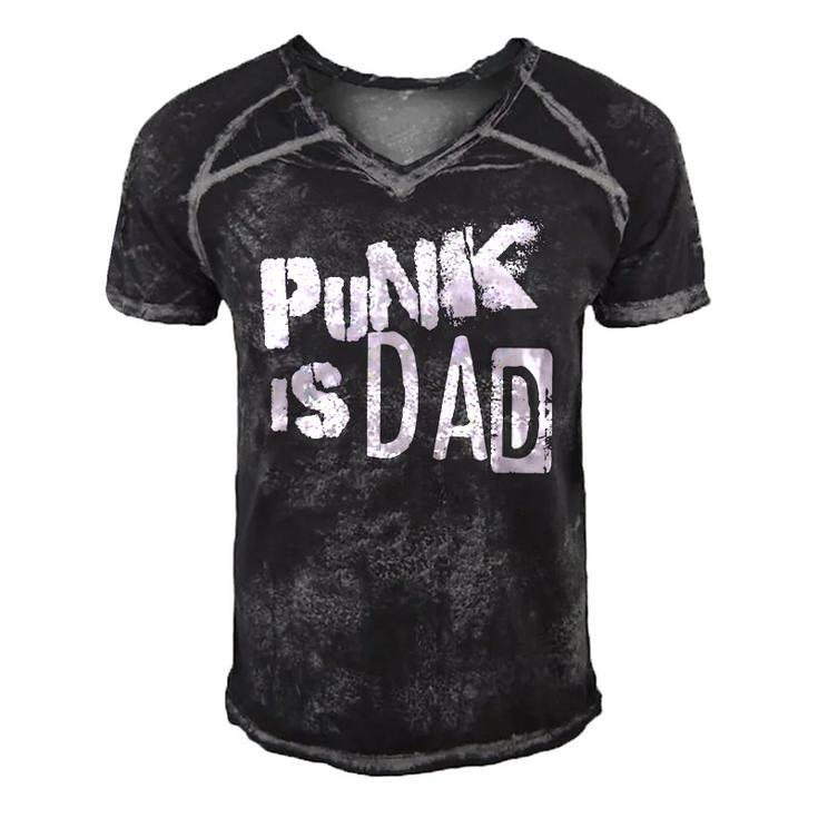 Punk Is Dad Fathers Day Men's Short Sleeve V-neck 3D Print Retro Tshirt