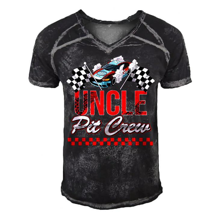 Race Car Birthday Party Racing Family Uncle Pit Crew  Men's Short Sleeve V-neck 3D Print Retro Tshirt