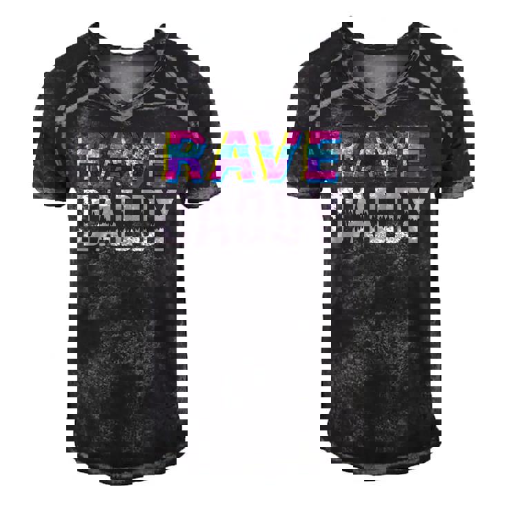 Rave Daddy Techno Dad Gift Men's Short Sleeve V-neck 3D Print Retro Tshirt