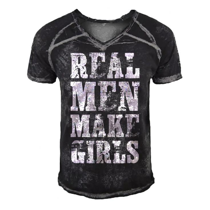 Real Men Daughter Funny Fathers Day Gift Dad  Men's Short Sleeve V-neck 3D Print Retro Tshirt