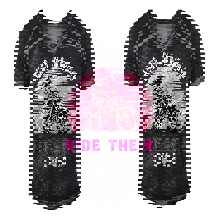 Real Women Ride Their Own  Funny Girl Motocross Gift  Girl Motorcycle Lover  Vintage Men's Short Sleeve V-neck 3D Print Retro Tshirt