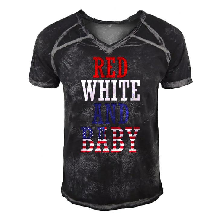 Red White And Baby 4Th July Pregnancy Announcement Men's Short Sleeve V-neck 3D Print Retro Tshirt