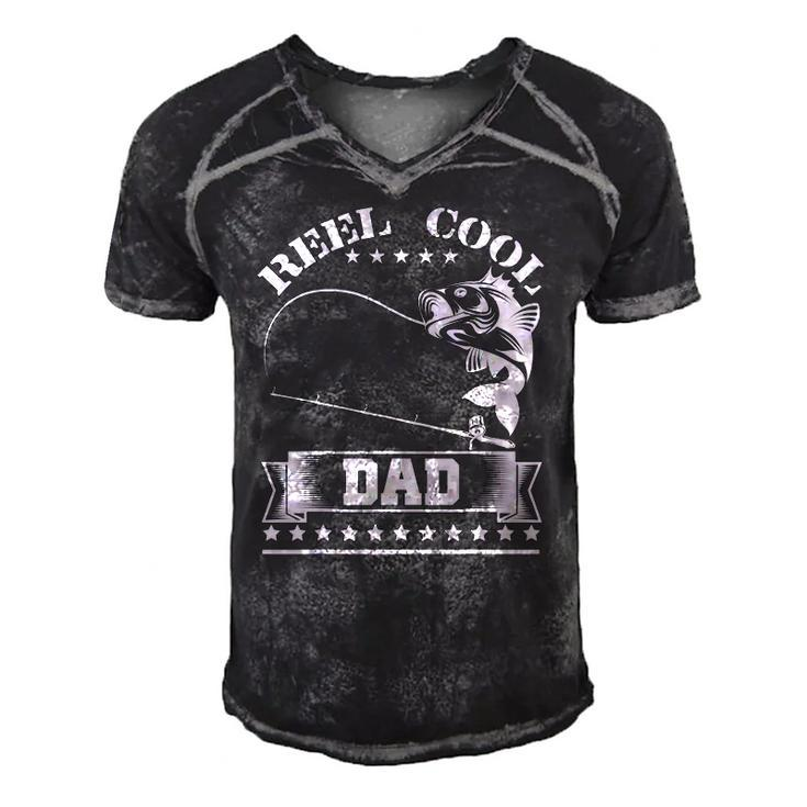 Reel Cool Dad Fishing Fathers Day Gift Men's Short Sleeve V-neck 3D Print Retro Tshirt