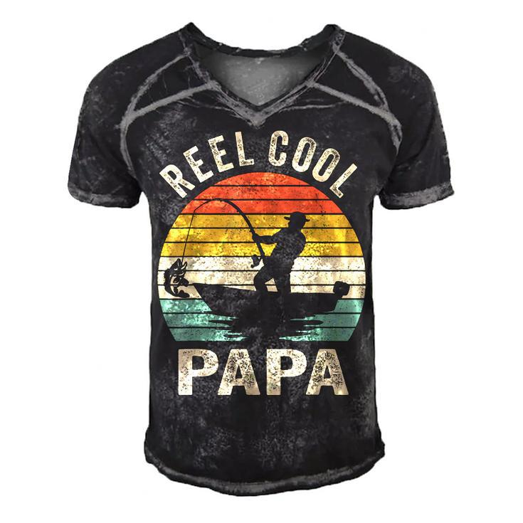 Reel Cool Papa Fishing Dad Gifts Fathers Day Fisherman Fish  Men's Short Sleeve V-neck 3D Print Retro Tshirt