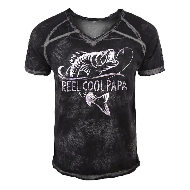 Reel Cool Papa Fishing Dad Gifts Fathers Day Fisherman Fish  Men's Short Sleeve V-neck 3D Print Retro Tshirt