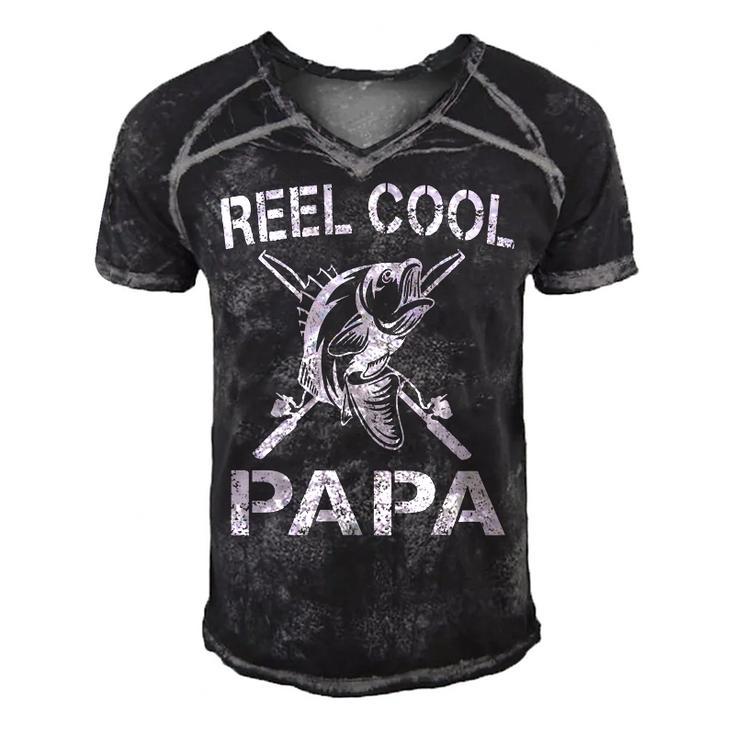 Reel Cool Papa Fishing Dad Gifts Fathers Day Fisherman Fish  Men's Short Sleeve V-neck 3D Print Retro Tshirt