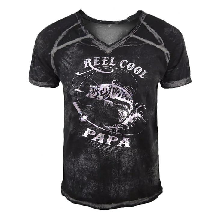 Reel Cool Papa For Fishing Nature Lovers Men's Short Sleeve V-neck 3D Print Retro Tshirt