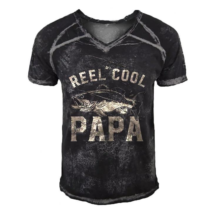 Reel Cool Papa Funny Fathers Day Men's Short Sleeve V-neck 3D Print Retro Tshirt