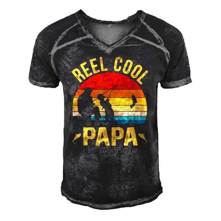Reel Cool Papa  Funny Fishing Fathers Day Men's Short Sleeve V-neck 3D Print Retro Tshirt