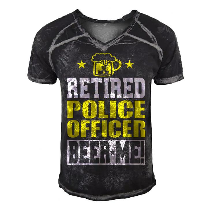 Retired Police Officer Beer Me Funny Retirement  Men's Short Sleeve V-neck 3D Print Retro Tshirt