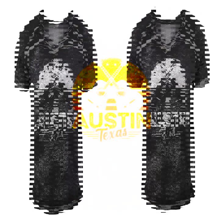 Retro Austin Texas Guitar Texas Men's Short Sleeve V-neck 3D Print Retro Tshirt