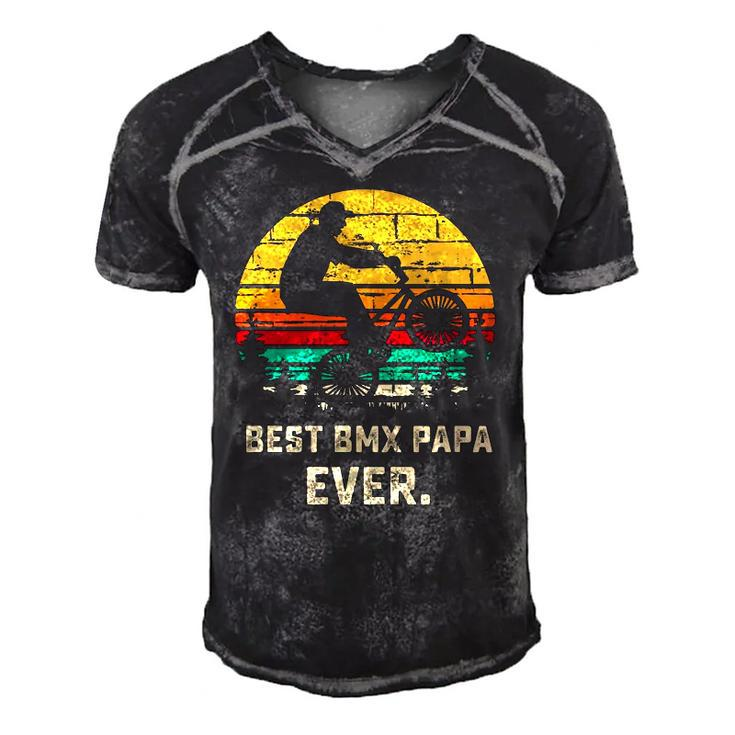 Retro Bmx Papa Freestyle Bike Funny Fathers Day Gift Men's Short Sleeve V-neck 3D Print Retro Tshirt