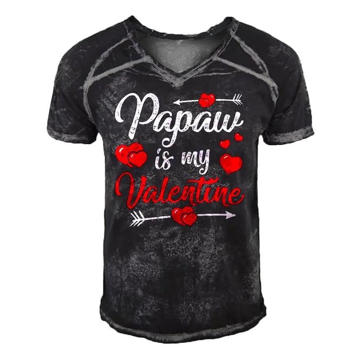 Retro Hearts Papaw Is My Valentines Day Fathers Day Men's Short Sleeve V-neck 3D Print Retro Tshirt