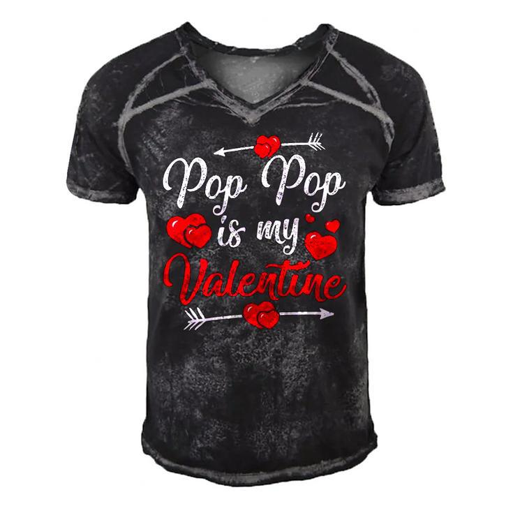 Retro Hearts Pop Pop Is My Valentines Day Fathers Day Men's Short Sleeve V-neck 3D Print Retro Tshirt