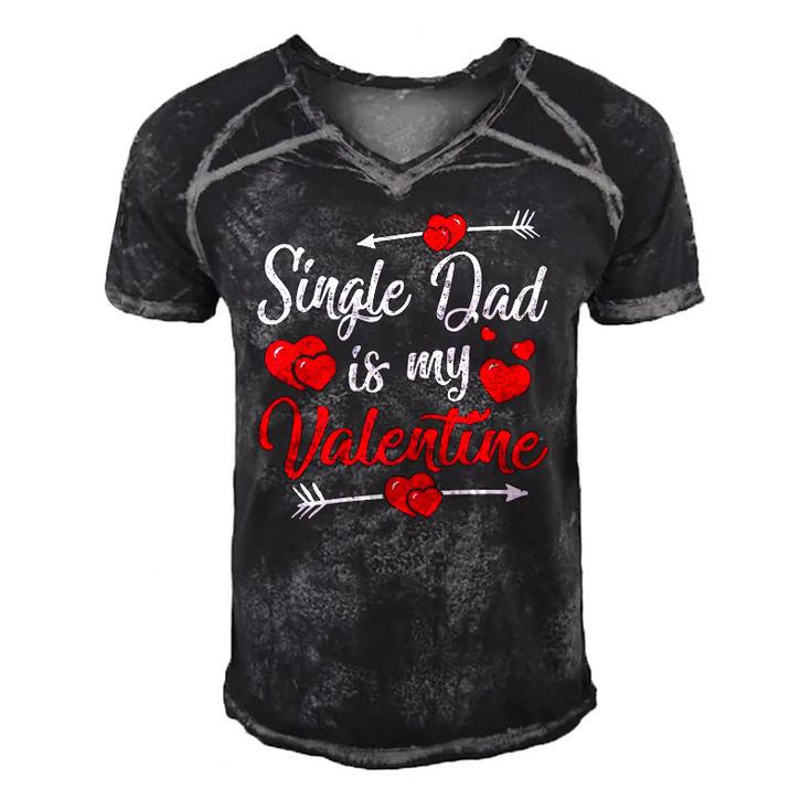 Retro Hearts Single Dad Is My Valentines Day Fathers Day Men's Short Sleeve V-neck 3D Print Retro Tshirt