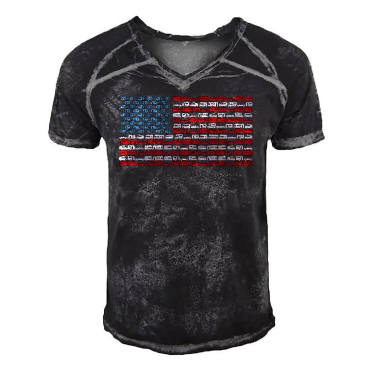 Retro Rv Design American Flag Independence Day Men's Short Sleeve V-neck 3D Print Retro Tshirt