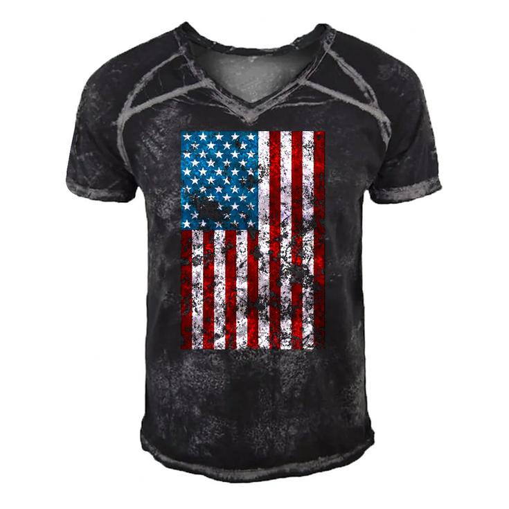 Retro Style 4Th July Usa Patriotic Distressed America Flag Men's Short Sleeve V-neck 3D Print Retro Tshirt