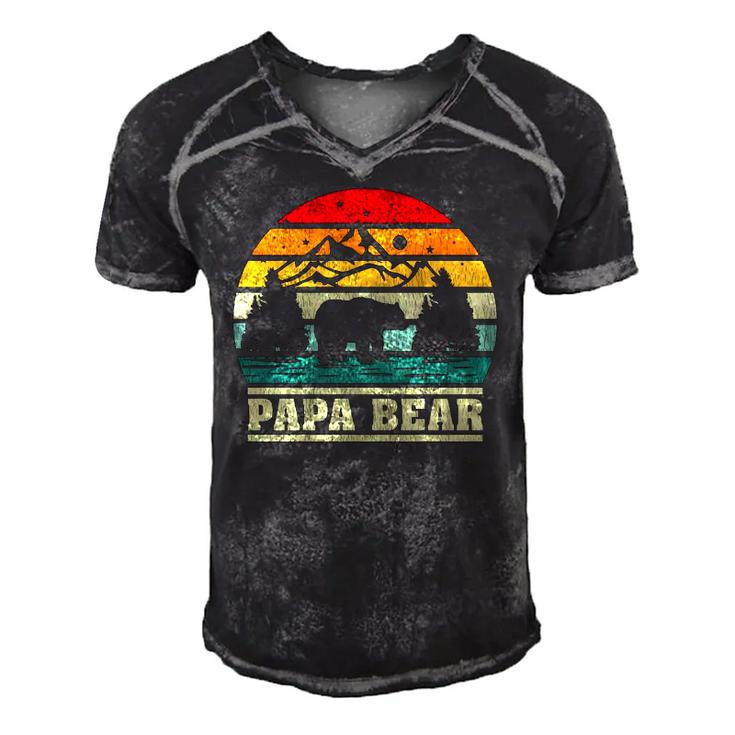 Retro Vintage Camping Lover Papa Bear Camper  Men's Short Sleeve V-neck 3D Print Retro Tshirt