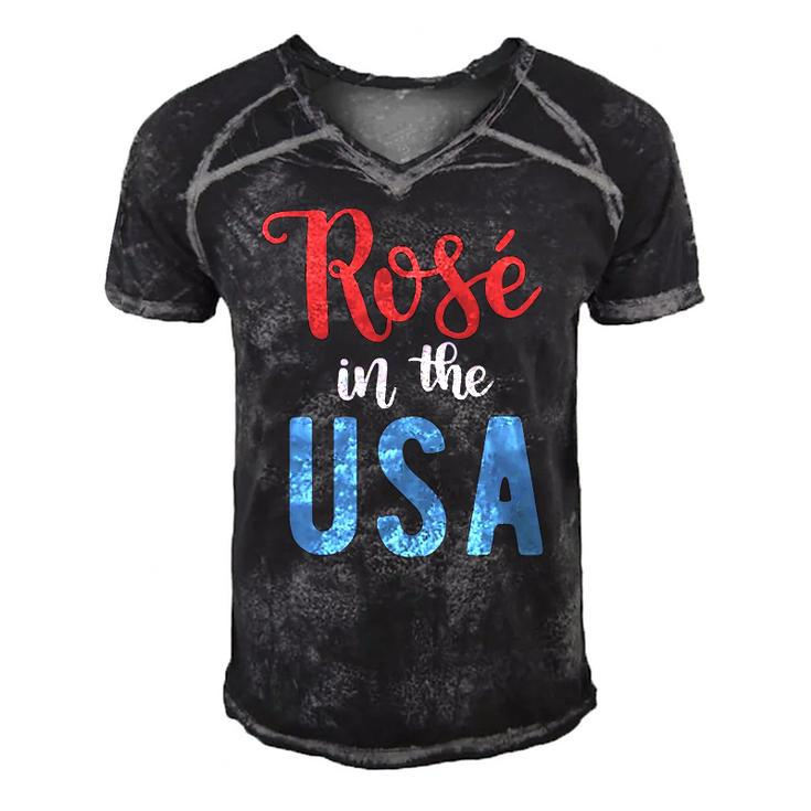 Rose In The Usa Cute Drinking 4Th Of July Men's Short Sleeve V-neck 3D Print Retro Tshirt
