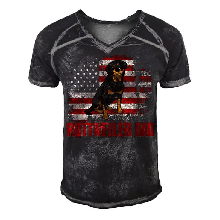 Rottweiler Dad American Flag 4Th Of July Dog Lovers  Men's Short Sleeve V-neck 3D Print Retro Tshirt
