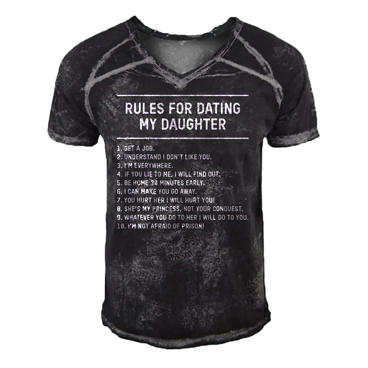 Rules For Dating My Daughter Funny Fathers Day List Men's Short Sleeve V-neck 3D Print Retro Tshirt