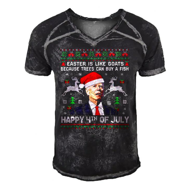 Santa Joe Biden Happy 4Th Of July Ugly Christmas  Men Men's Short Sleeve V-neck 3D Print Retro Tshirt