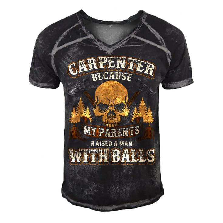 Sarcastic Carpenter Funny Woodworker Skull And Hammers  Men's Short Sleeve V-neck 3D Print Retro Tshirt