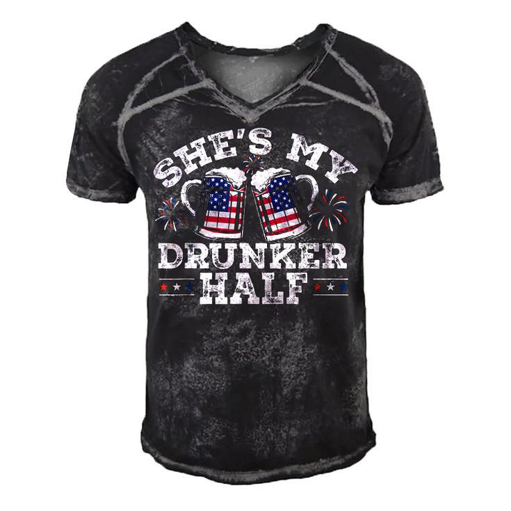 Shes My Drunker Half Funny Beer Couple Matching 4Th Of July  Men's Short Sleeve V-neck 3D Print Retro Tshirt