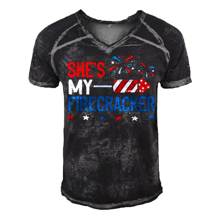 Shes My Firecracker 4Th July Matching Couples For Him  Men's Short Sleeve V-neck 3D Print Retro Tshirt