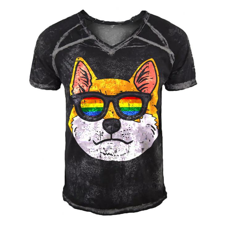 Shiba Inu Akita Dog Lgbtq Rainbow Flag Gay Pride Ally Lover T-Shirt Men's Short Sleeve V-neck 3D Print Retro Tshirt