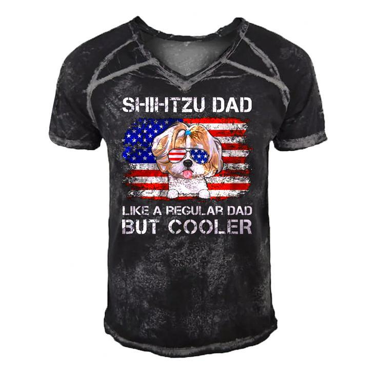 Shihtzu Dad Like A Regular Dad But Cooler Dog Dad Men's Short Sleeve V-neck 3D Print Retro Tshirt
