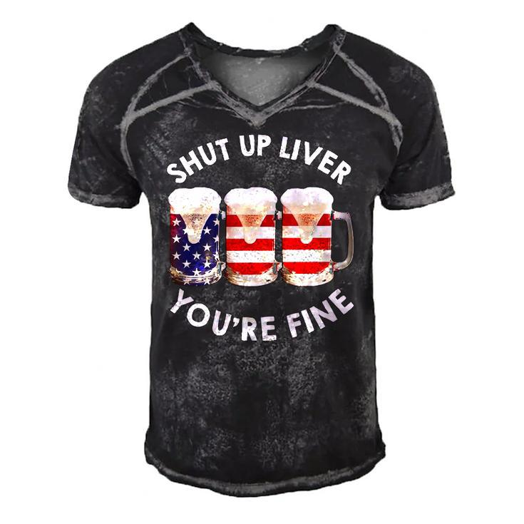 Shut Up Liver Youre Fine Usa Beer National Celebration Men's Short Sleeve V-neck 3D Print Retro Tshirt