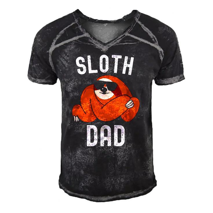 Sloth Dad Fathers Day Men Sloth Daddy Funny Sloth Lover Lazy Men's Short Sleeve V-neck 3D Print Retro Tshirt