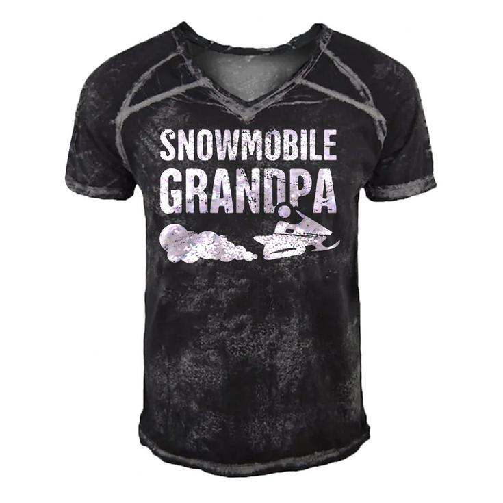 Snowmobile Grandpa Snowmobile Snowmobiling Lover Men's Short Sleeve V-neck 3D Print Retro Tshirt