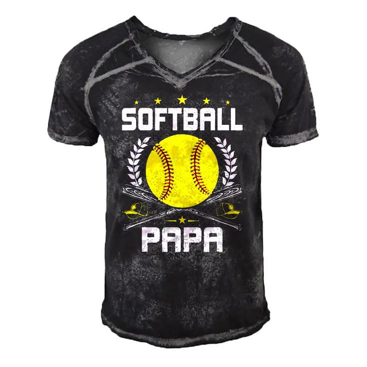 Softball Papa Baseball Lover Dad Men's Short Sleeve V-neck 3D Print Retro Tshirt