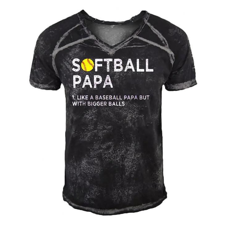 Softball Papa Like A Baseball But With Bigger Balls Father Men's Short Sleeve V-neck 3D Print Retro Tshirt