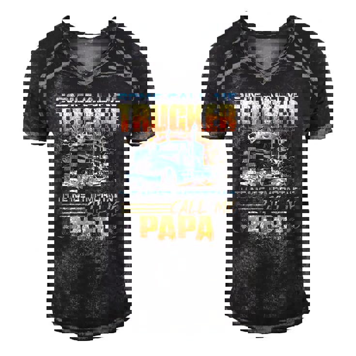 Some Call Me Trucker The Most Important Call Me Papa Men's Short Sleeve V-neck 3D Print Retro Tshirt