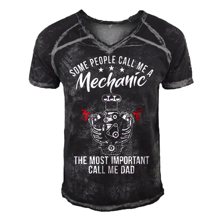 Some People Call Me Mechanic The Most Important Call Me Dad  V3 Men's Short Sleeve V-neck 3D Print Retro Tshirt
