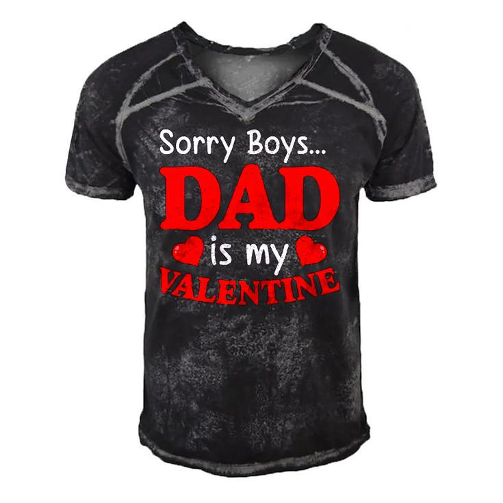 Sorry Boys Dad Is My Valentines Funny Hearts Love Daddy Girl Men's Short Sleeve V-neck 3D Print Retro Tshirt