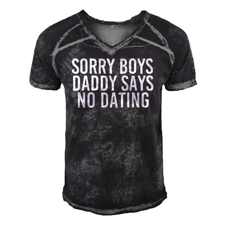 Sorry Boys Daddy Says No Dating  Funny Girl Gift Idea Men's Short Sleeve V-neck 3D Print Retro Tshirt