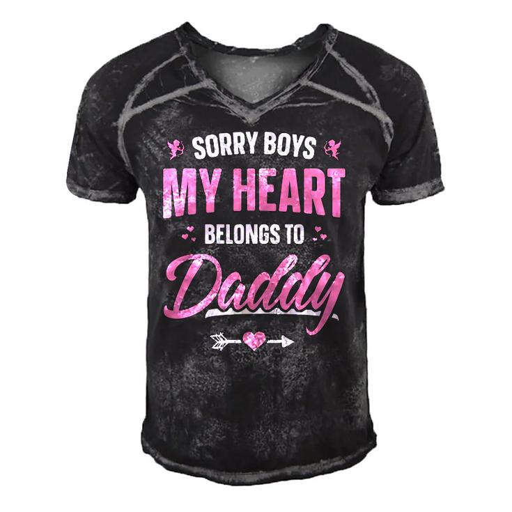 Sorry Boys My Heart Belongs To Daddy  Girls Valentine Men's Short Sleeve V-neck 3D Print Retro Tshirt