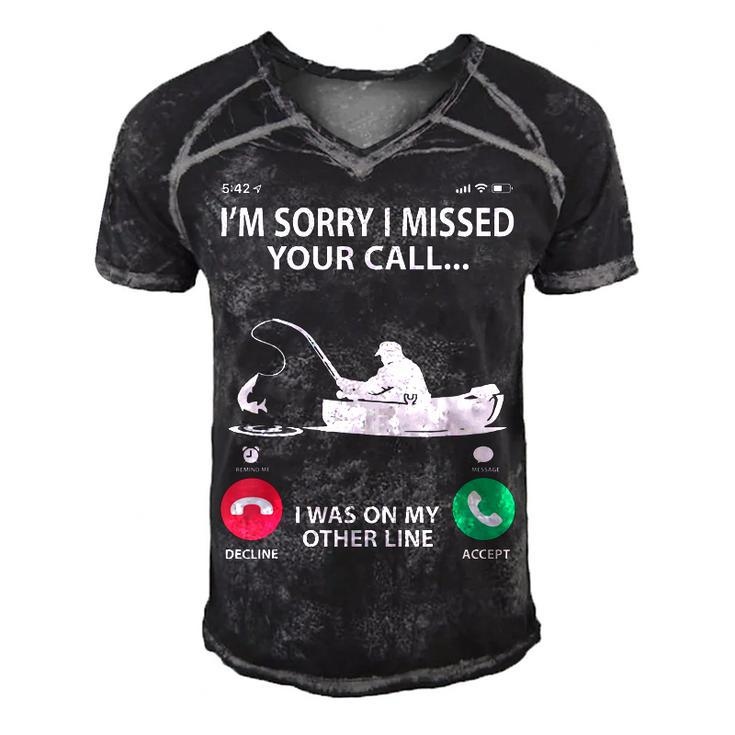 Sorry I Missed Your Call I Was On My Other Line - Fishing  Men's Short Sleeve V-neck 3D Print Retro Tshirt