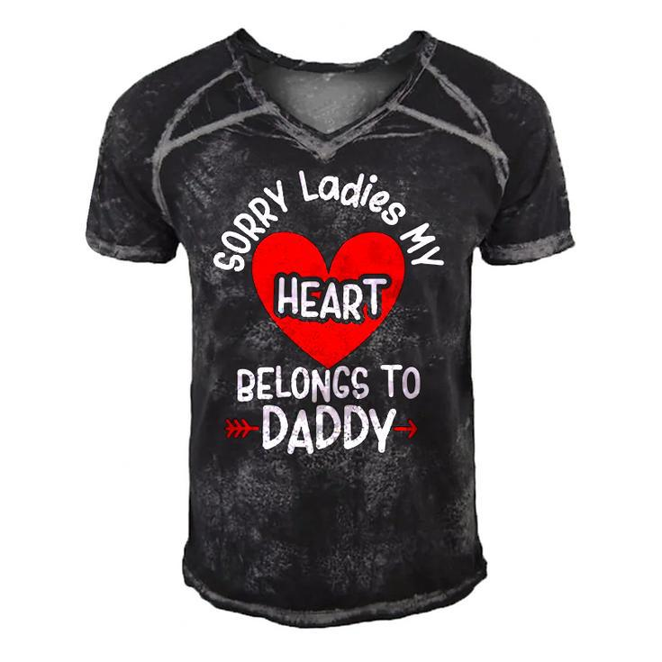 Sorry Ladies My Heart Belongs To Daddy Valentines Day Men's Short Sleeve V-neck 3D Print Retro Tshirt