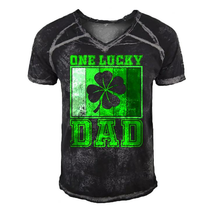 St Patricks Day One Lucky Dad  Vintage Father Gift Men's Short Sleeve V-neck 3D Print Retro Tshirt