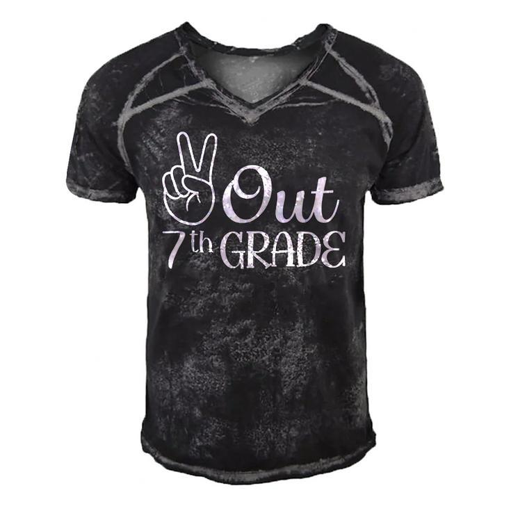 Summer Last Day Of School Graduation Peace Out 7Th Grade Men's Short Sleeve V-neck 3D Print Retro Tshirt